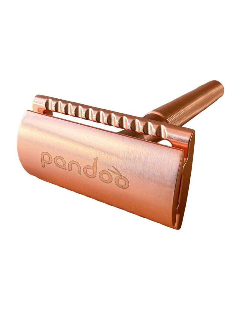 PANDOO Metall Rasierhobel inkl. 10 Klingen rosegold ohne Halterung