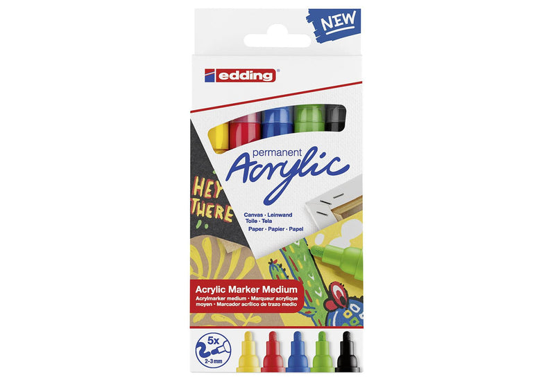 EDDING Acrylic Marker 5100 medium basic 5Stück