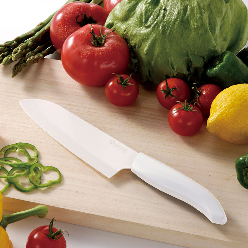 GEN WHITE Cut & Peel Set: Santoku-Keramikmesser mit Schäler