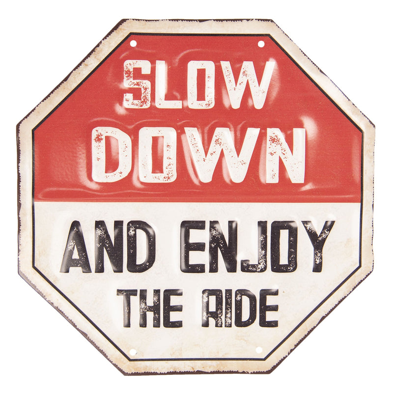 Tolles Vintage Retro Metallschild mit Hinweis: SLOW DOWN AND ENJOY... , Material Metall , Farbe mehrfarbig, Maße 30 x 30 cm, tolle Geschenkidee und Mitbringsel
