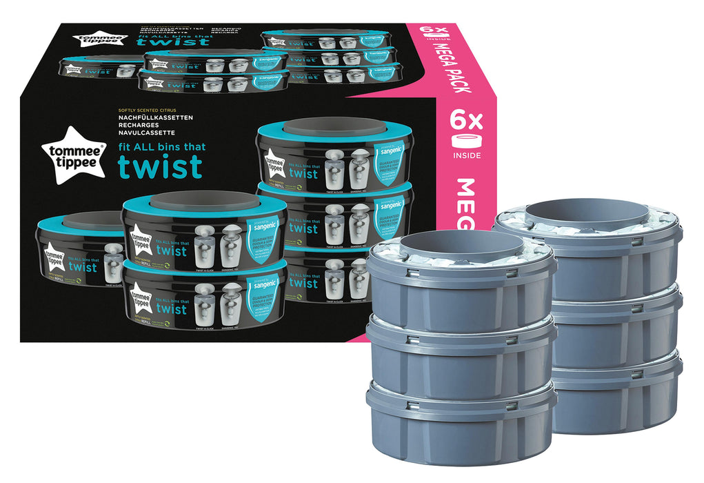 TOMMEE TIPPEE Nachfüllkassette Twis &Click + Sangenic Tec Windeleimer 6er Set