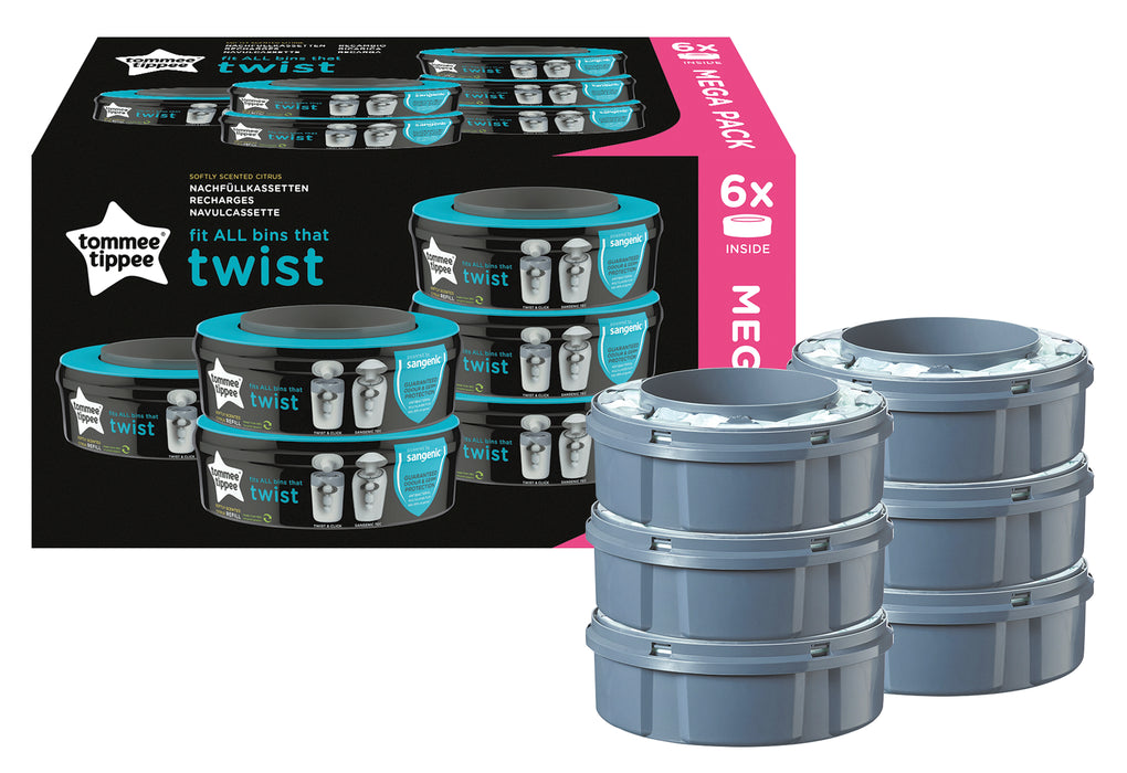 TOMMEE TIPPEE Nachfüllkassette Twis &Click + Sangenic Tec Windeleimer 6er Set