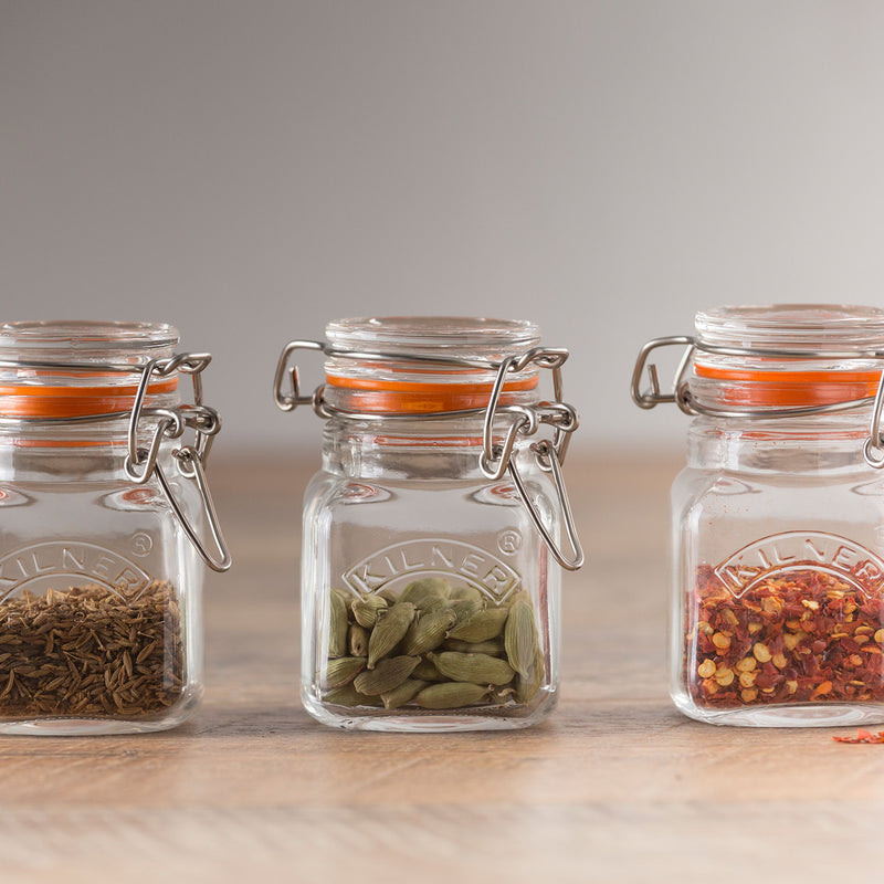 Quadratisches Gewürzglas mit Bügelverschluss 70 ml