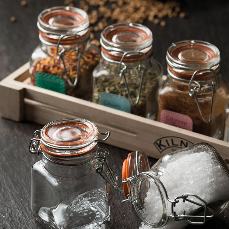Quadratisches Gewürzglas mit Bügelverschluss 70 ml