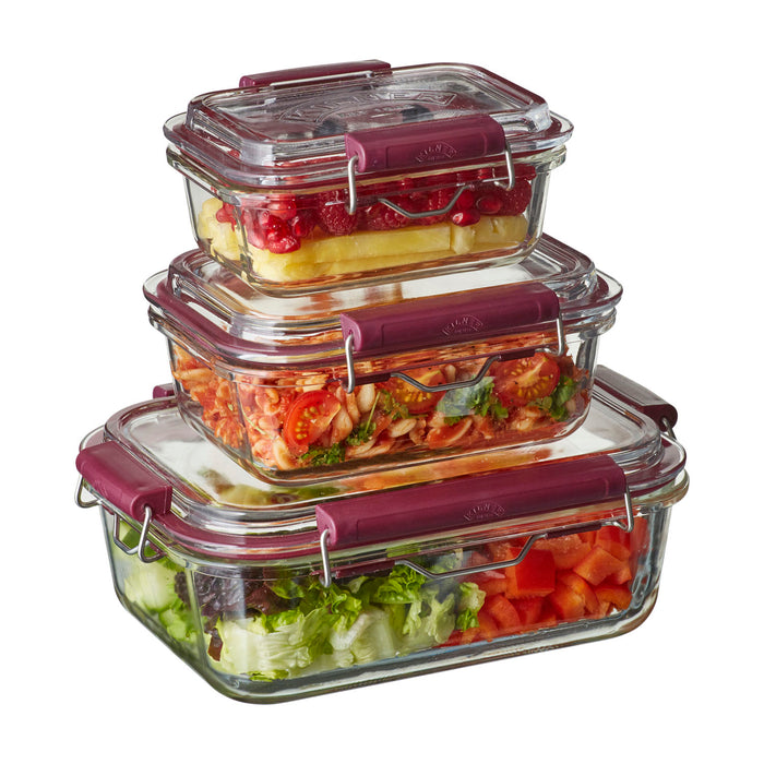 Glass food storage containers with swing top closure, 600 ml