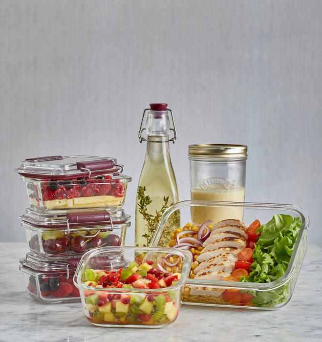 Glass food storage containers with swing top closure, 600 ml