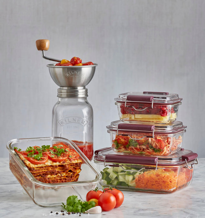 Glass food storage containers with swing top closure, 600 ml