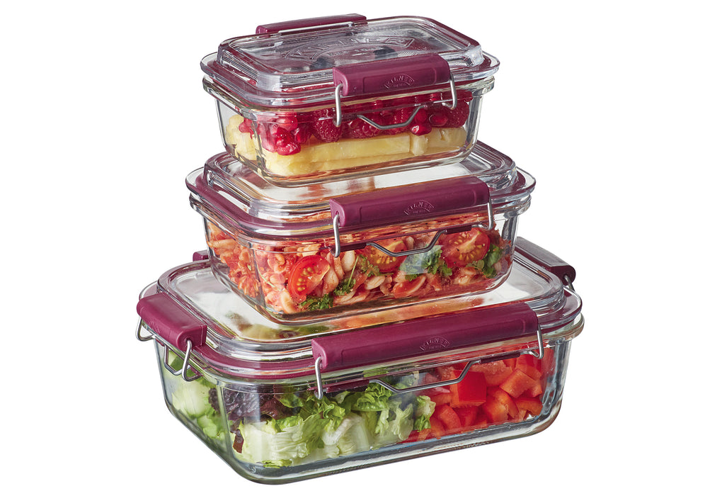 Glass food storage containers with swing top closure, 600 ml