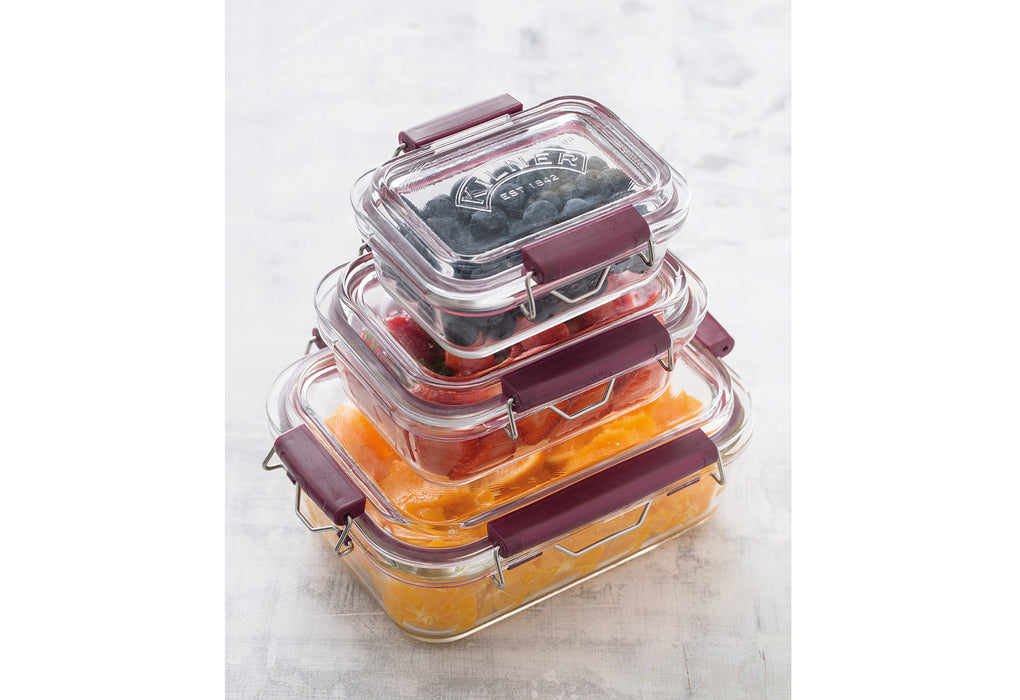 Glass food storage containers with swing top closure, 600 ml