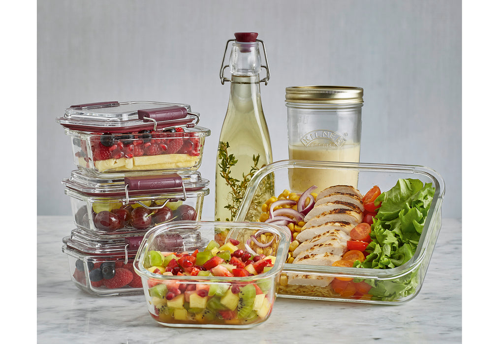 Glass food storage containers with swing top closure, 750 ml