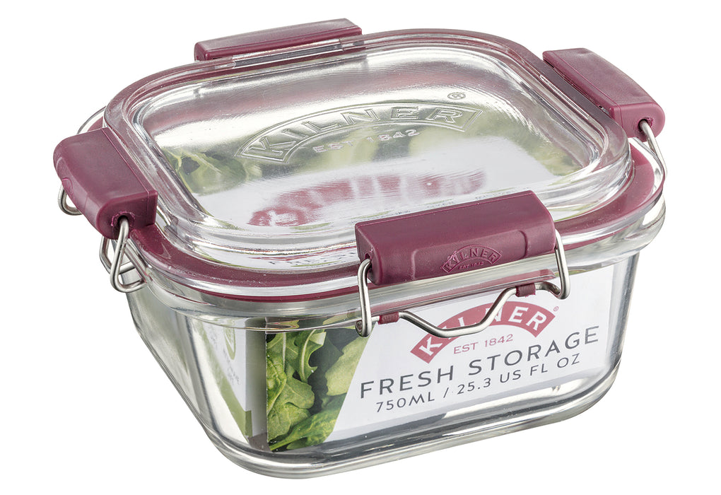 Glass food storage containers with swing top closure, 750 ml