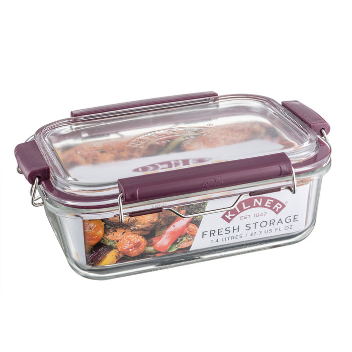 Glass food storage containers with swing top closure, 1400 ml