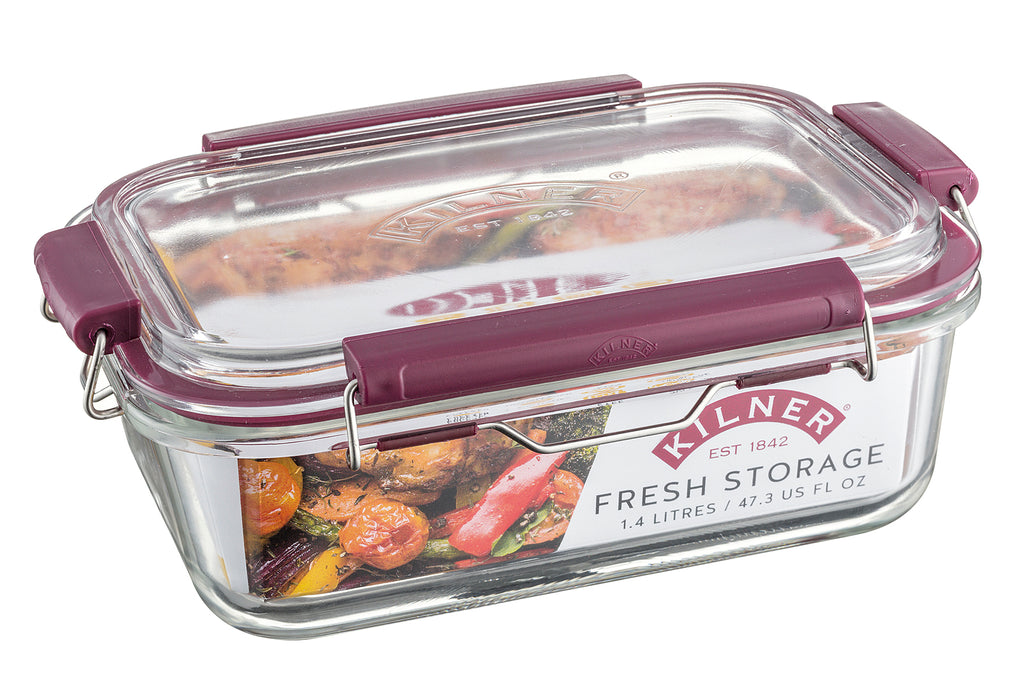 Glass food storage containers with swing top closure, 1400 ml