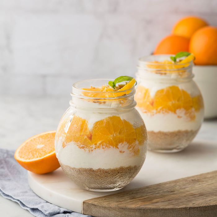 Hochwertiges Einmachglas mit Schraubverschluss in Orangen-Form