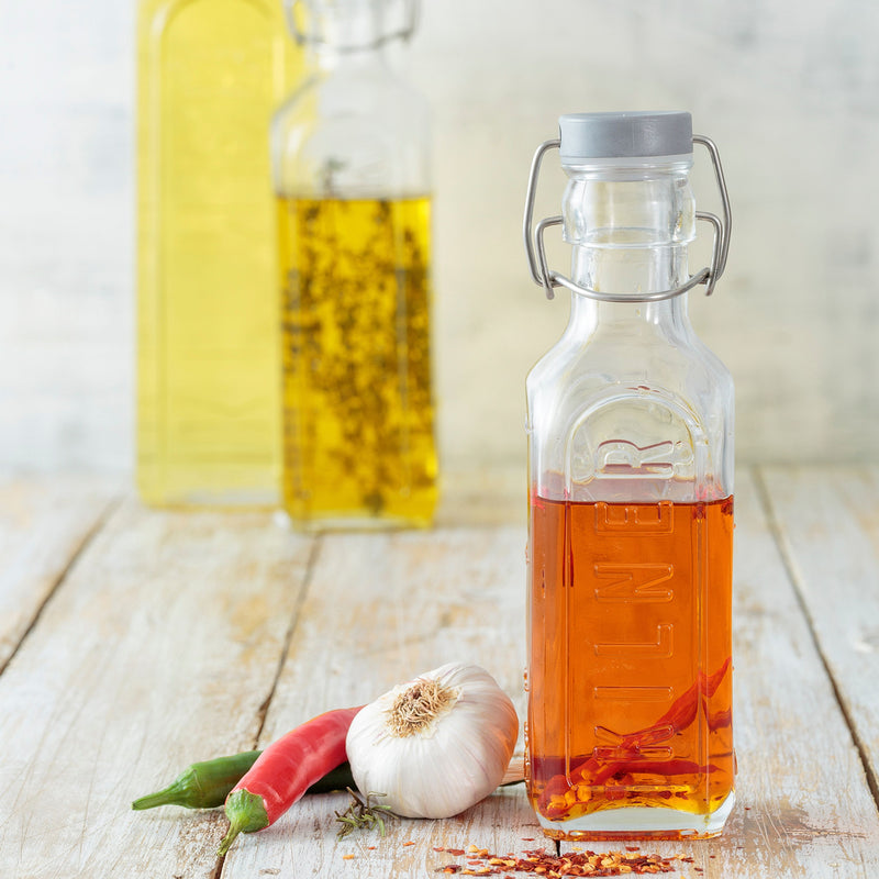 Glasflasche mit Bügelverschluß, eckig, 300 ml