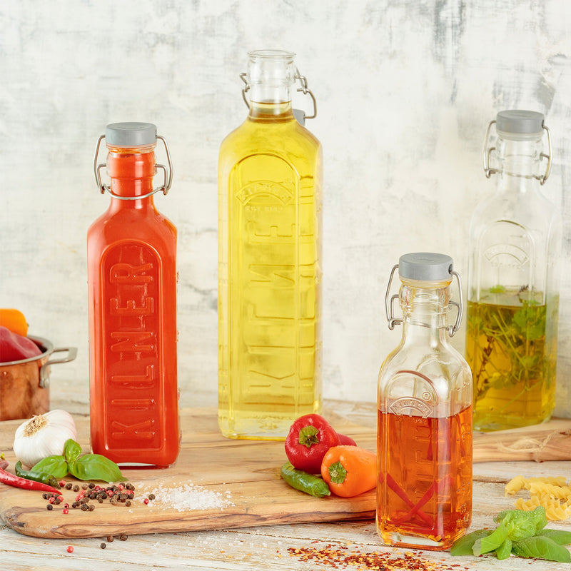 Glasflasche mit Bügelverschluß, eckig, 600 ml
