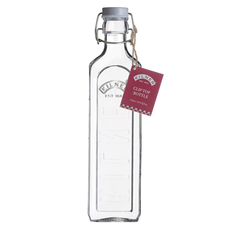 Glasflasche mit Bügelverschluß, eckig, 1 Liter