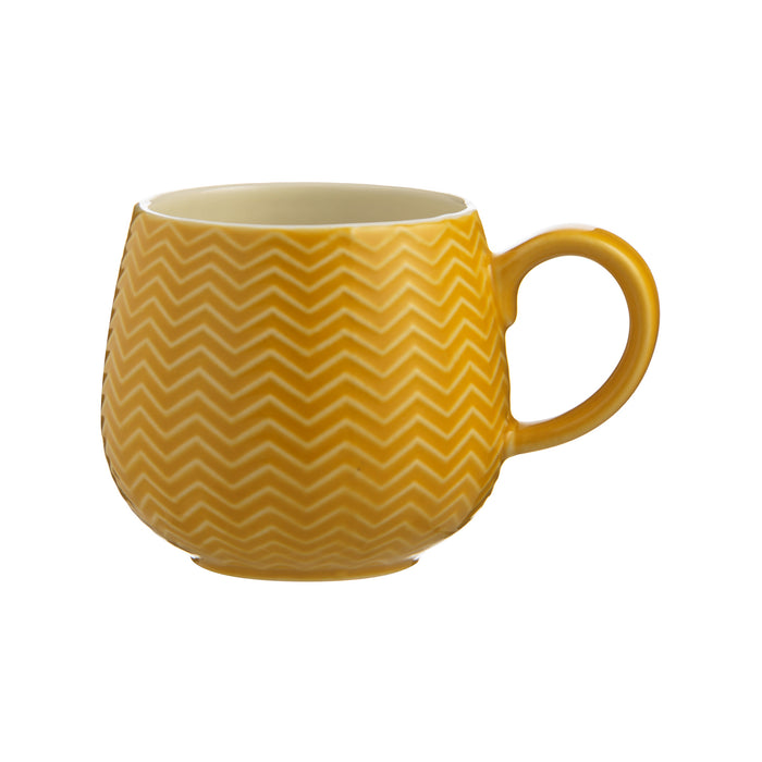 Embossed cup zigzag, ochre, 350 ml