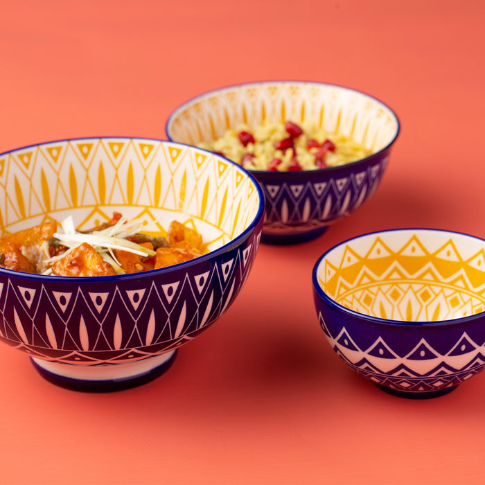 Formschöne Schale mit kunstvollem, fabrigem Mandaladesign. Ideal für Bowls, Snacks, Dips, Tapas, Salaten und vielem mehr.