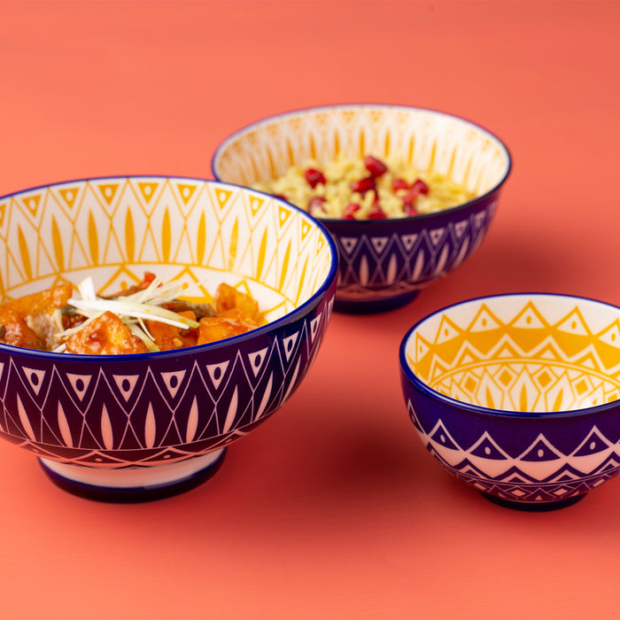 Formschöne Schale mit kunstvollem, fabrigem Mandaladesign. Ideal für Bowls, Snacks, Dips, Tapas, Salaten und vielem mehr.