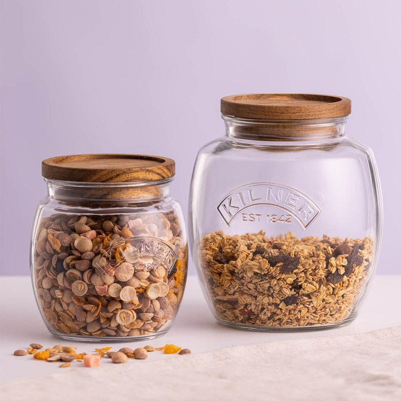 Universal Glas mit Holzdeckel, 850ml