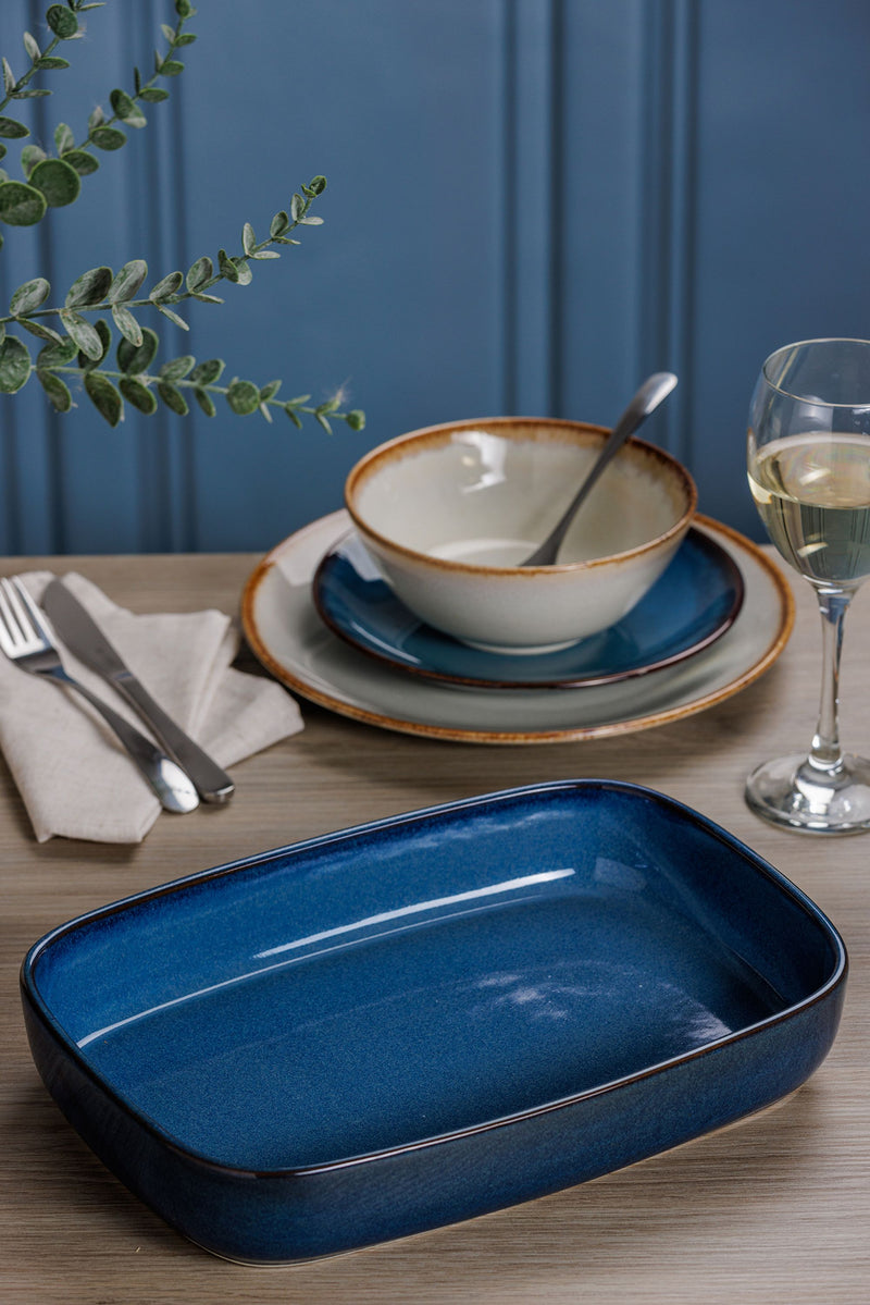 Reaktive Blue, Rechteckige Auflaufform, 2 L