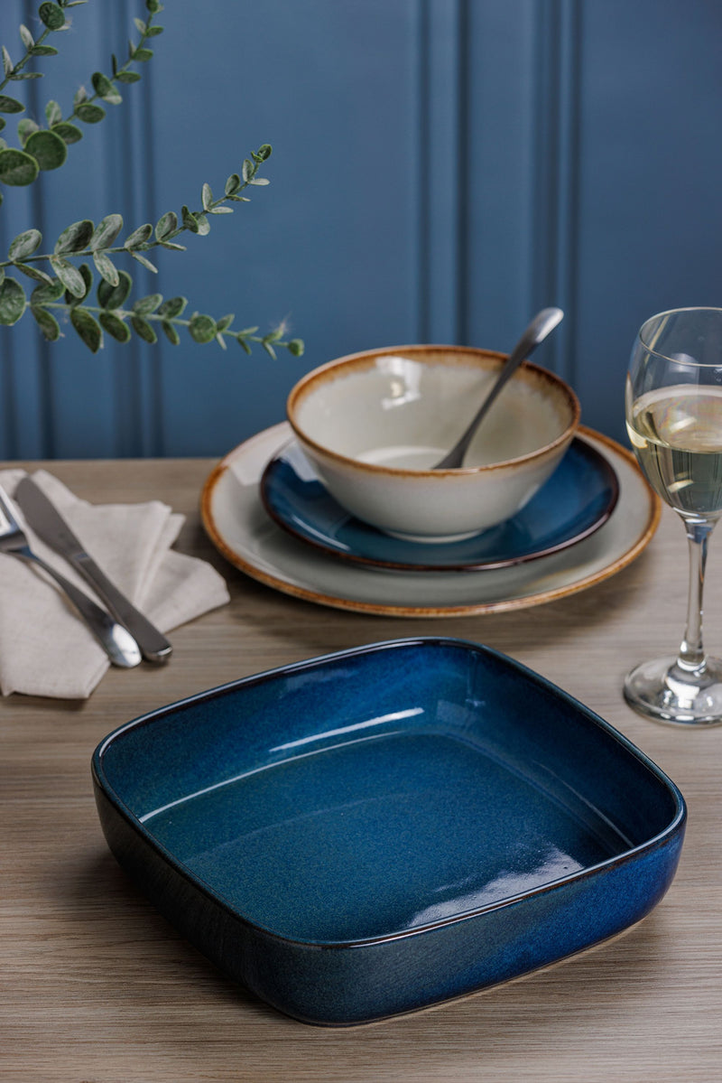 Reaktive Blue, Quadratische Auflaufform, 1,8 L