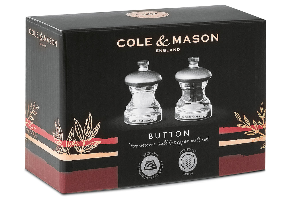 COLE & MASON Button Salz- und Pfeffermühle Geschenkset, 6,5cm