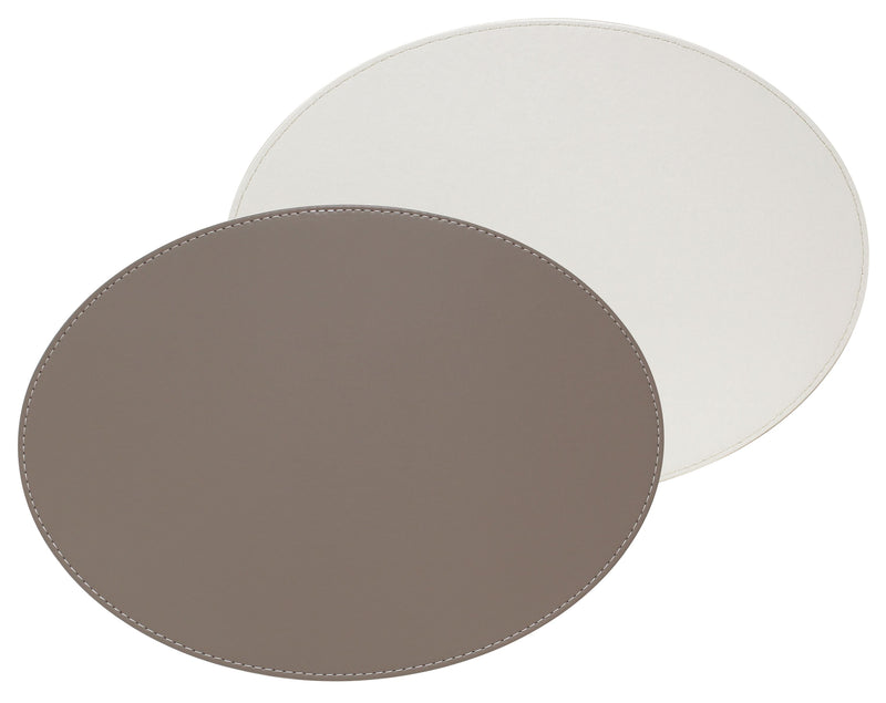 DUO - Platzset oval, Taupe/Weiß