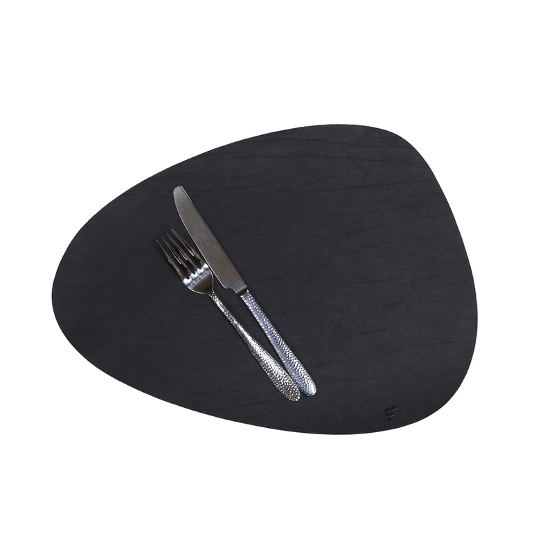 Platzset recyceltes Leder, kieselförmig, schwarz