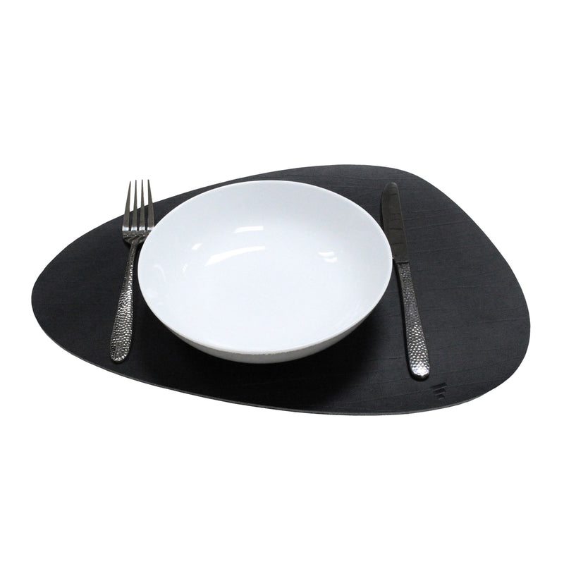 Platzset recyceltes Leder, kieselförmig, schwarz