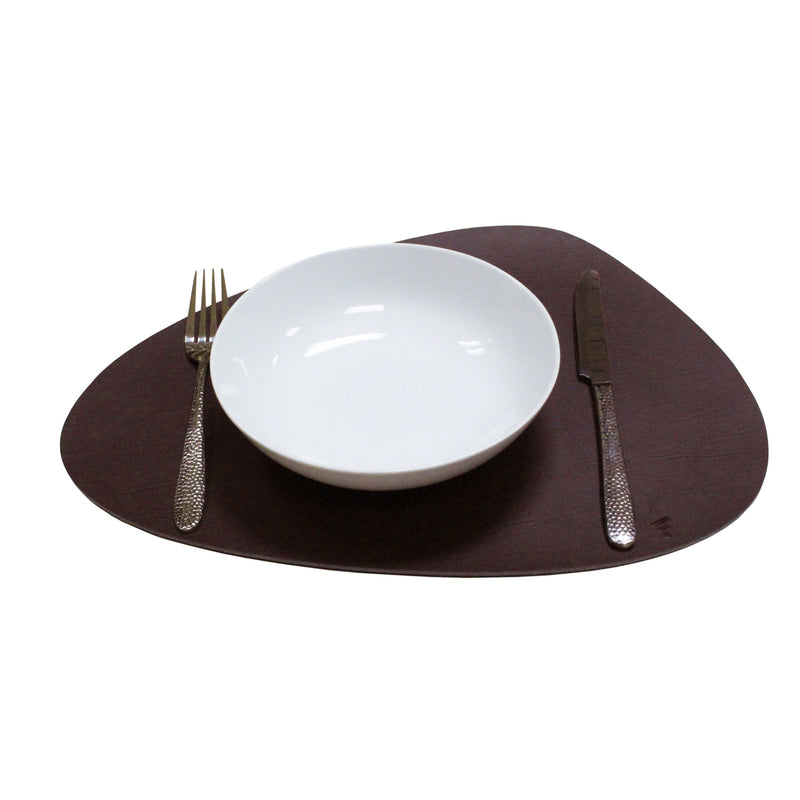 Platzset recyceltes Leder, kieselförmig, braun