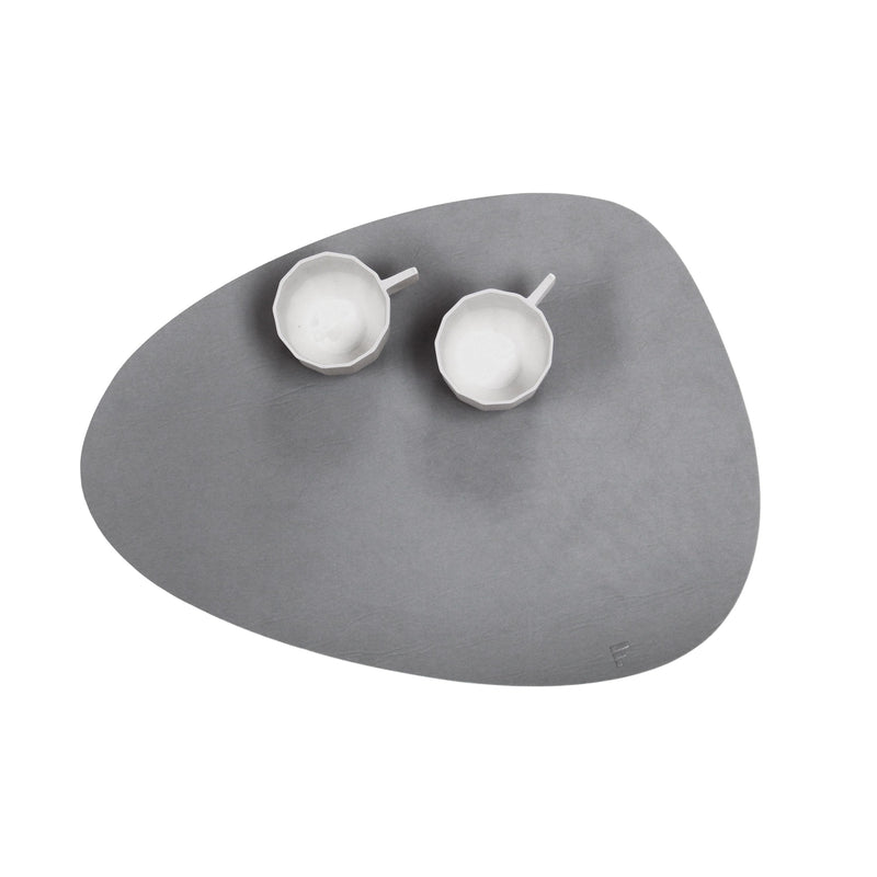 Platzset recyceltes Leder, kieselförmig, grau