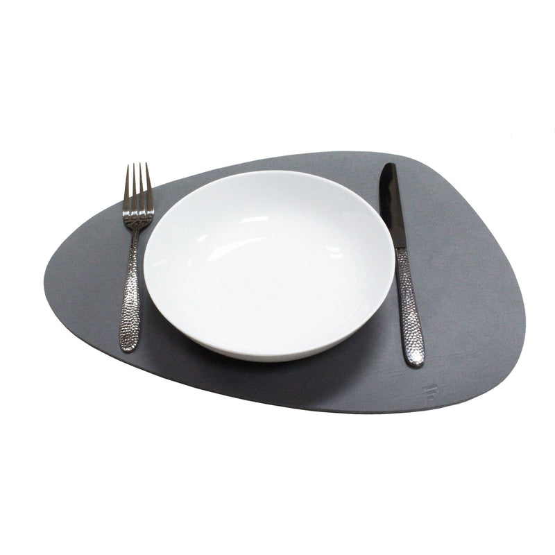 Platzset recyceltes Leder, kieselförmig, grau