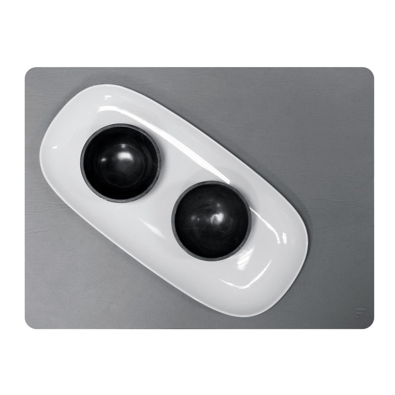 Platzset recyceltes Leder, rechteckig, grau