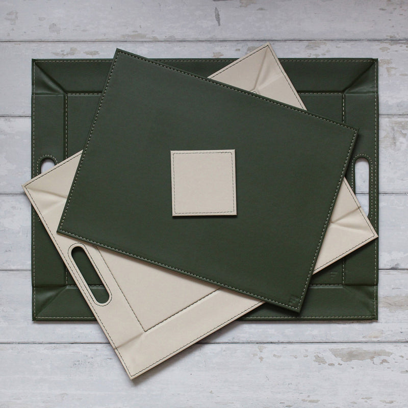 DUO - Untersetzer Olive/Elfenbein, 4er Set