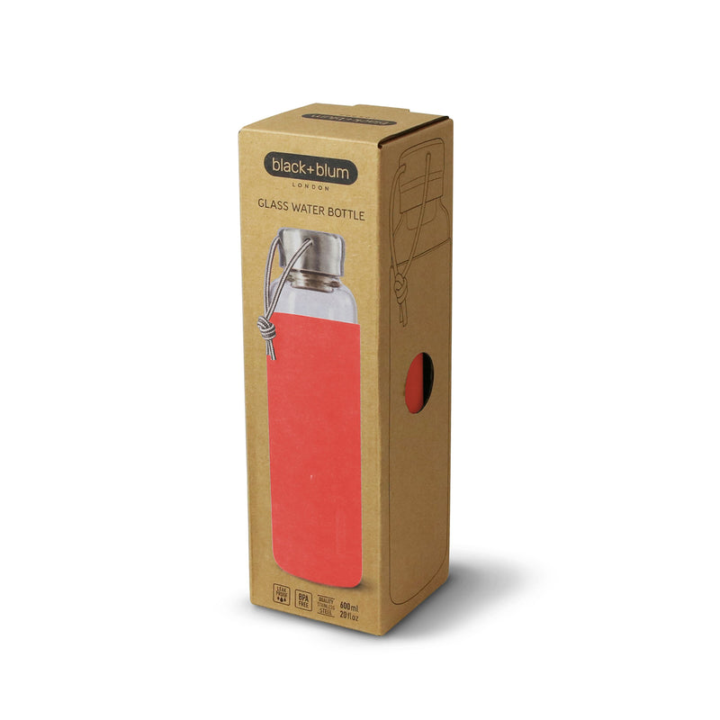 Glas-Wasserflasche, Koralle, 600 ml