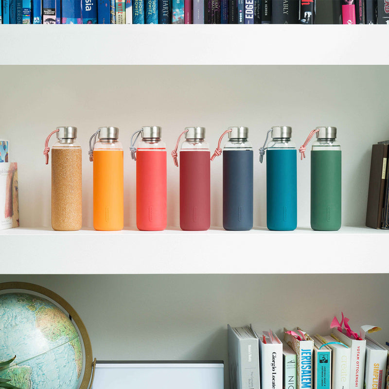 Glas-Wasserflasche, Koralle, 600 ml