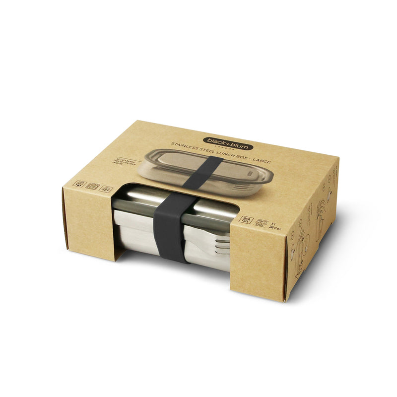 Edelstahl Lunchbox, groß, Schwarz 1000 ml