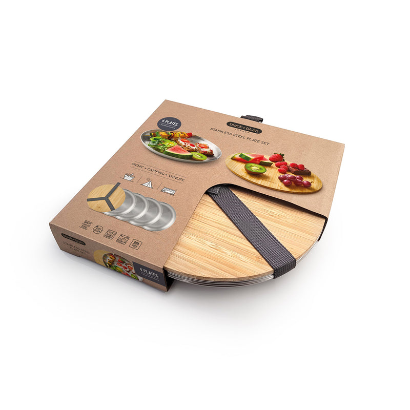 Teller Set aus Edelstahl