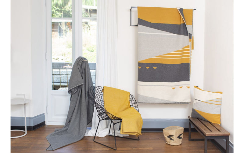 TOPAZ Strukturdecke “ Uni filz melee ”, 100 % Bio Baumwolle, 200 x 140 cm, grau, rein kuscheln und Dekorieren, elegante Struktur und hochwertiger Zierstich