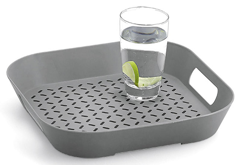 ZELLER PRESENT Tablett m. Anti-Rutsch-Belag Kunststoff sort. 34x34x4,3cm