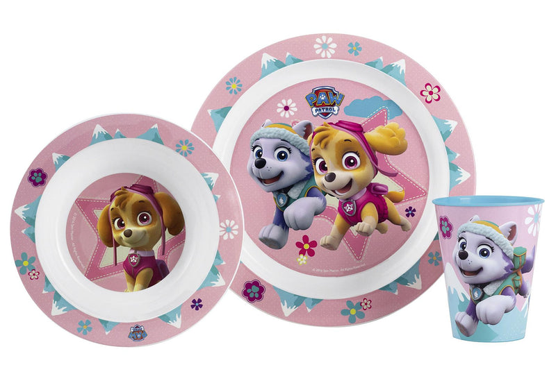 P:OS  Frühstücksset Paw Patrol Girl (Teller, Schale,Trinkglas) 3teilig