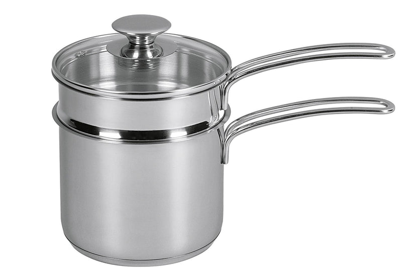 KÜCHENPROFI Wasserbad-Topf Edelstahl mit Glasdeckel 1,5 l Ø14cm