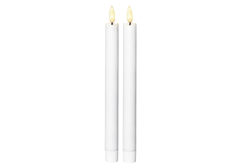 STAR TRADING Leuchterkerze Flamme LED mit Timer 25x2,1cm weiß 2 Stück