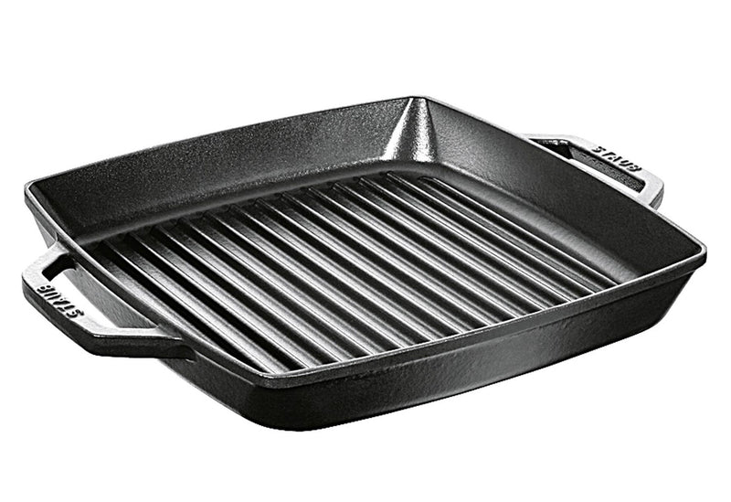 STAUB Grillpfanne mit 2 Griffen Gusseisen 28x28cm schwarz