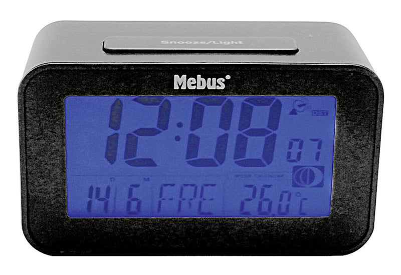 MEBUS Funk-Wecker digital ohne 2x AAA Batterien 7,1x12x4,8cm anthrazit