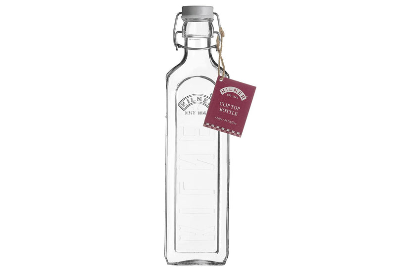 Glasflasche mit Bügelverschluß, eckig, 1 Liter