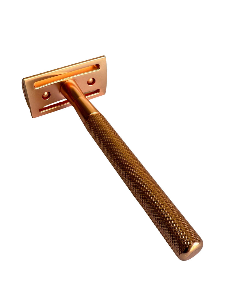 PANDOO Metall Rasierhobel inkl. 10 Klingen rosegold ohne Halterung
