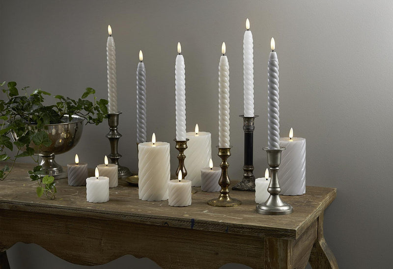 STAR TRADING LED-Echtwachs-Kerze Flamme Swirl Votive 7,5x5cm grau 2Stück